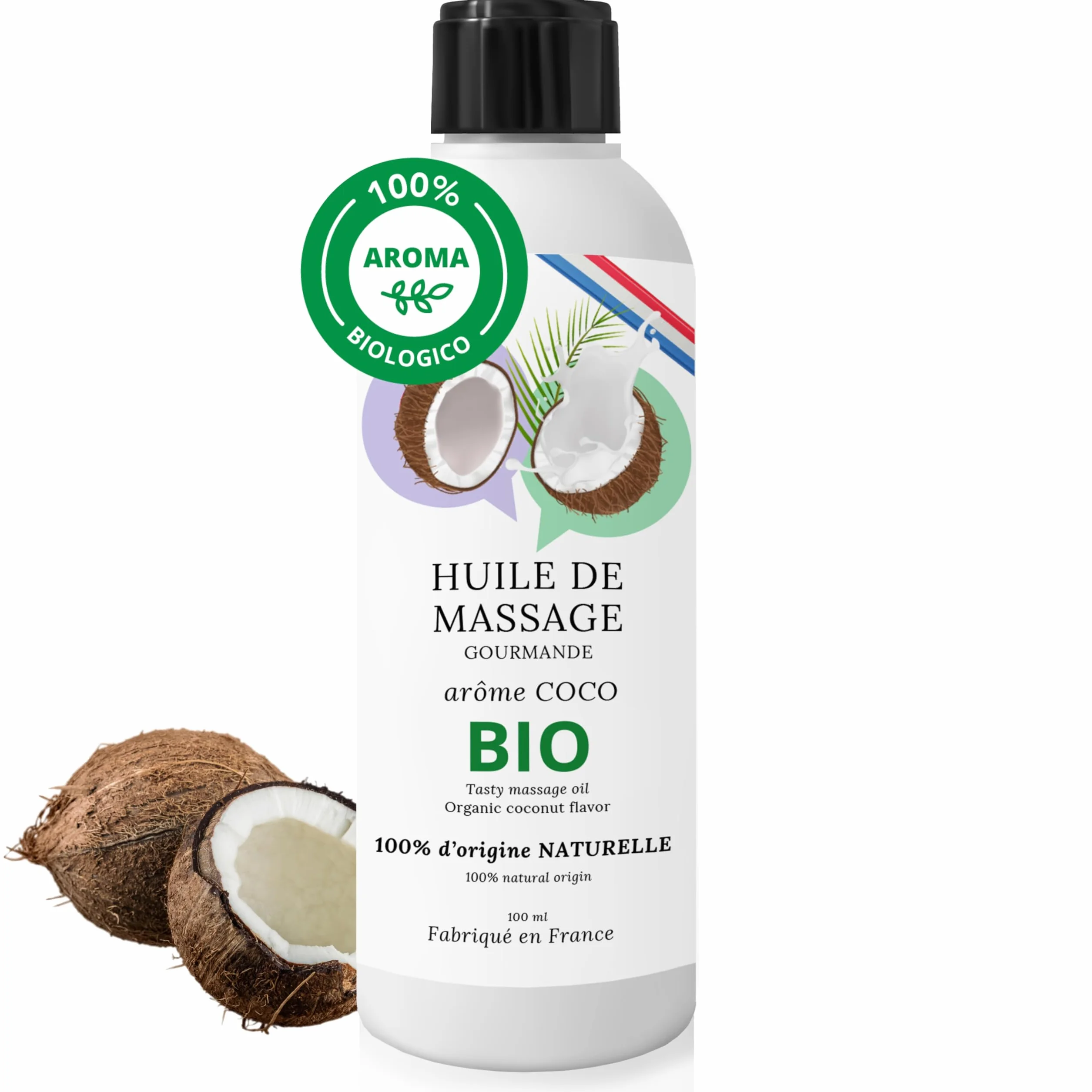 Olio lubrificante intimo al cocco biologico 100% naturale per massaggi