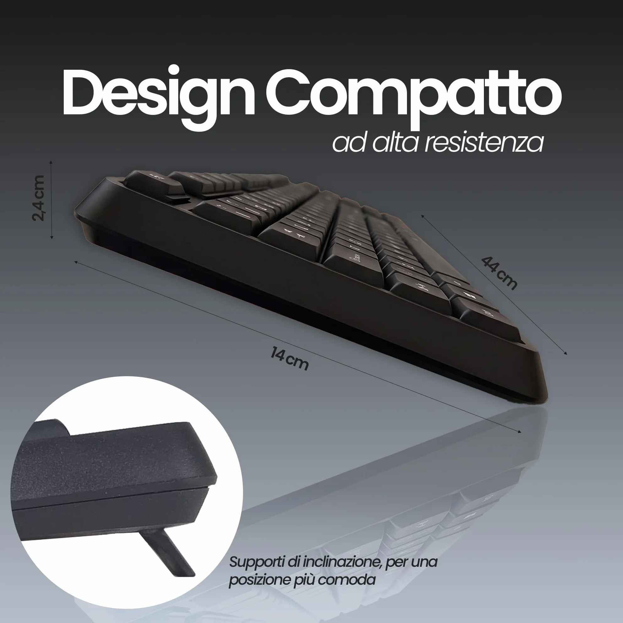 Techmade KM001 Kit Combo Tastiera e Mouse Wireless per Windows e Mac | Mouse Wireless | Tastiera Dimensioni Standard | Tastierino | Ricevitore USB Unico per PC e Laptop | Layout Italiano QWERTY