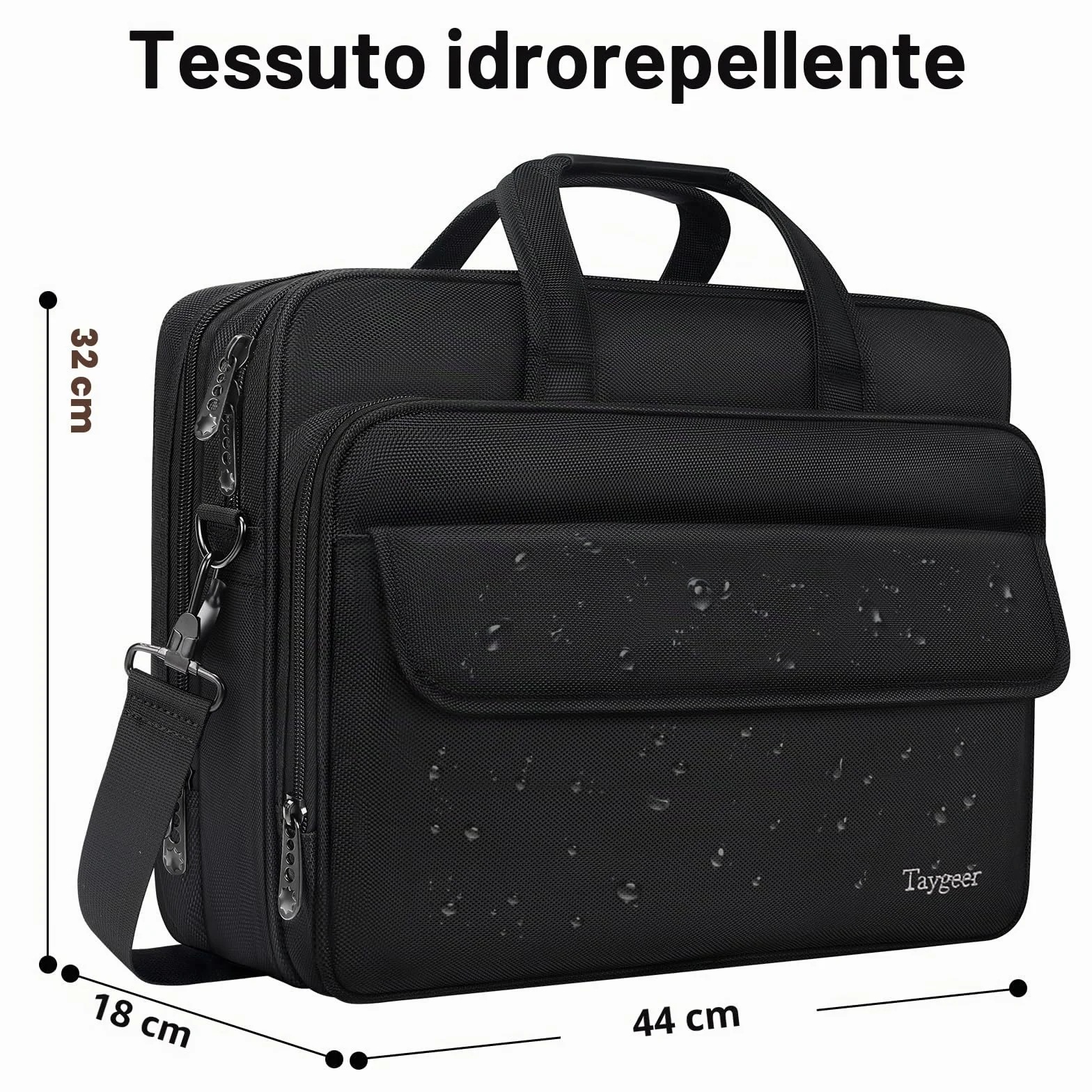 Taygeer Borsa Porta PC, 17 Pollici Borsa per PC Portatile Notebook Impermeabile Borse a Tracolla per Laptop Borse da Lavoro per Uomini Donne Insegnanti Affari Viaggi Universitari, Nero
