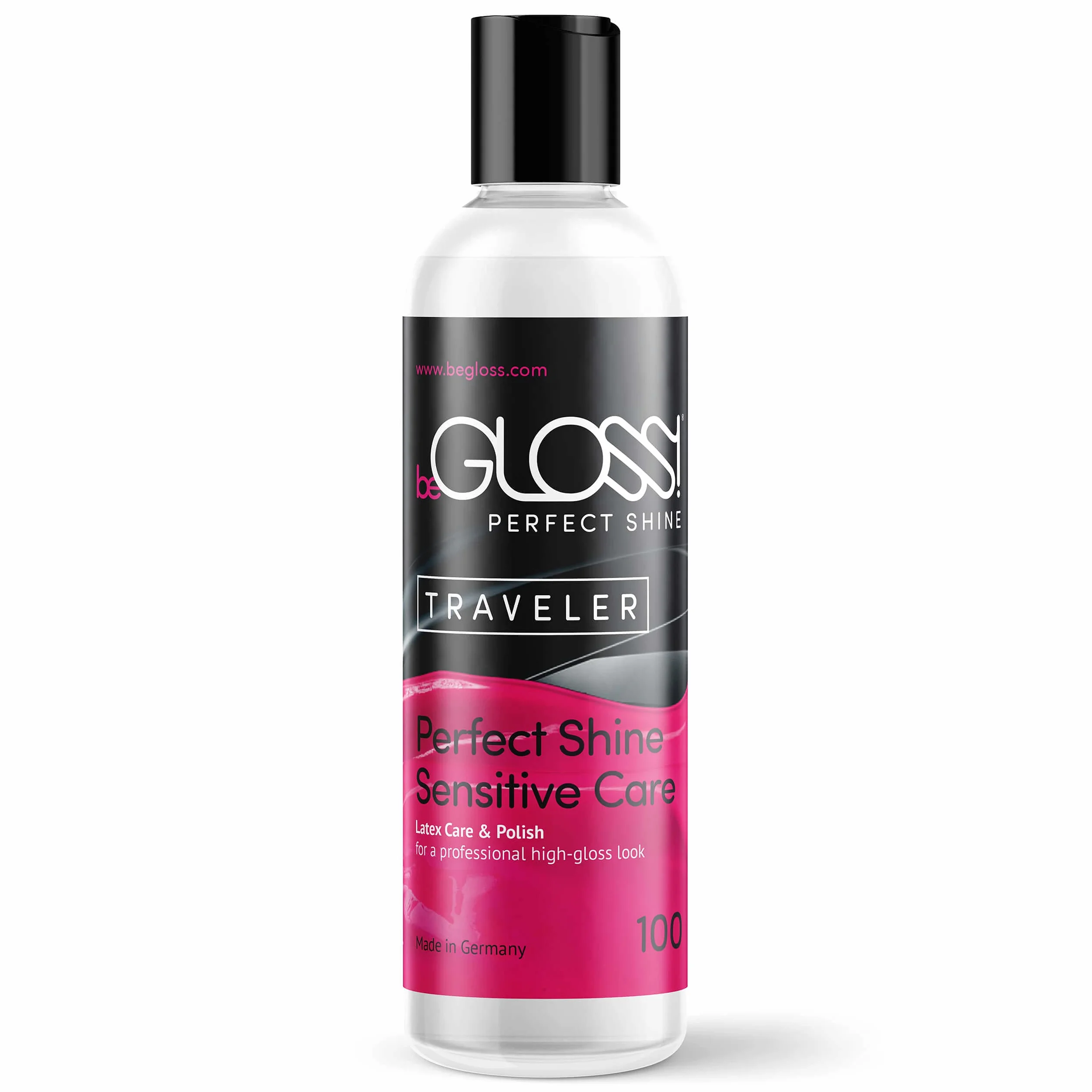 beGLOSS Perfect Shine Traveler Smalto in lattice 100 ml lubrificante per lucidatura cura vestiti gomma lattice