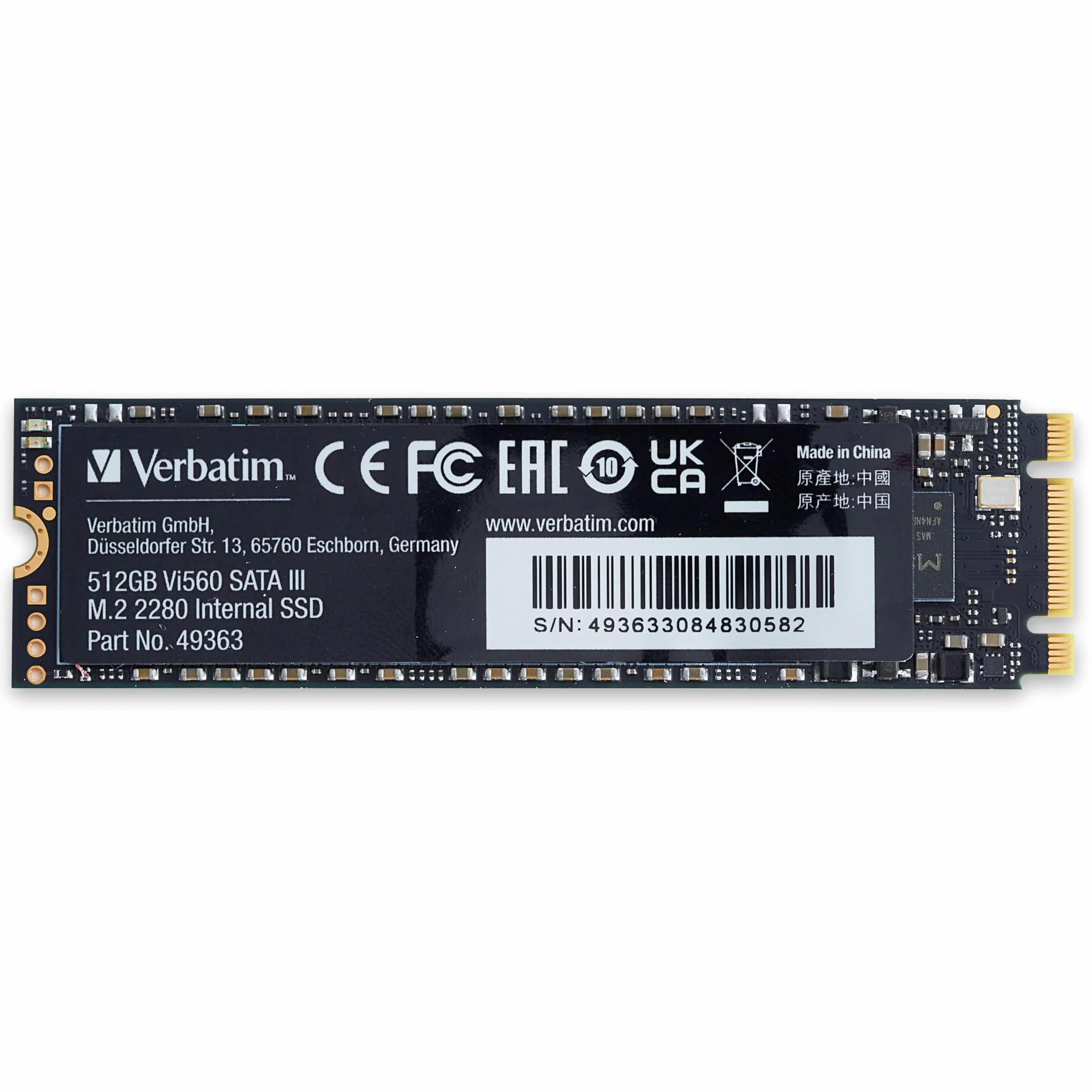 Verbatim Vi560 S3 512GB SSD Interno M.2 2280 SATA III 520 MB/s Hard Disk Stato Solido PC