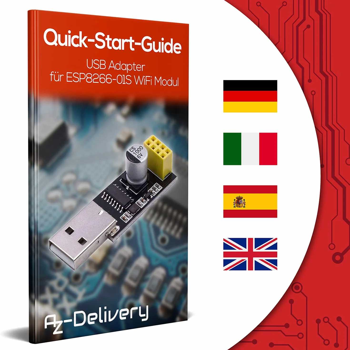 AZDelivery Adattatore USB per ESP-01 Wifi Modulo con eBook