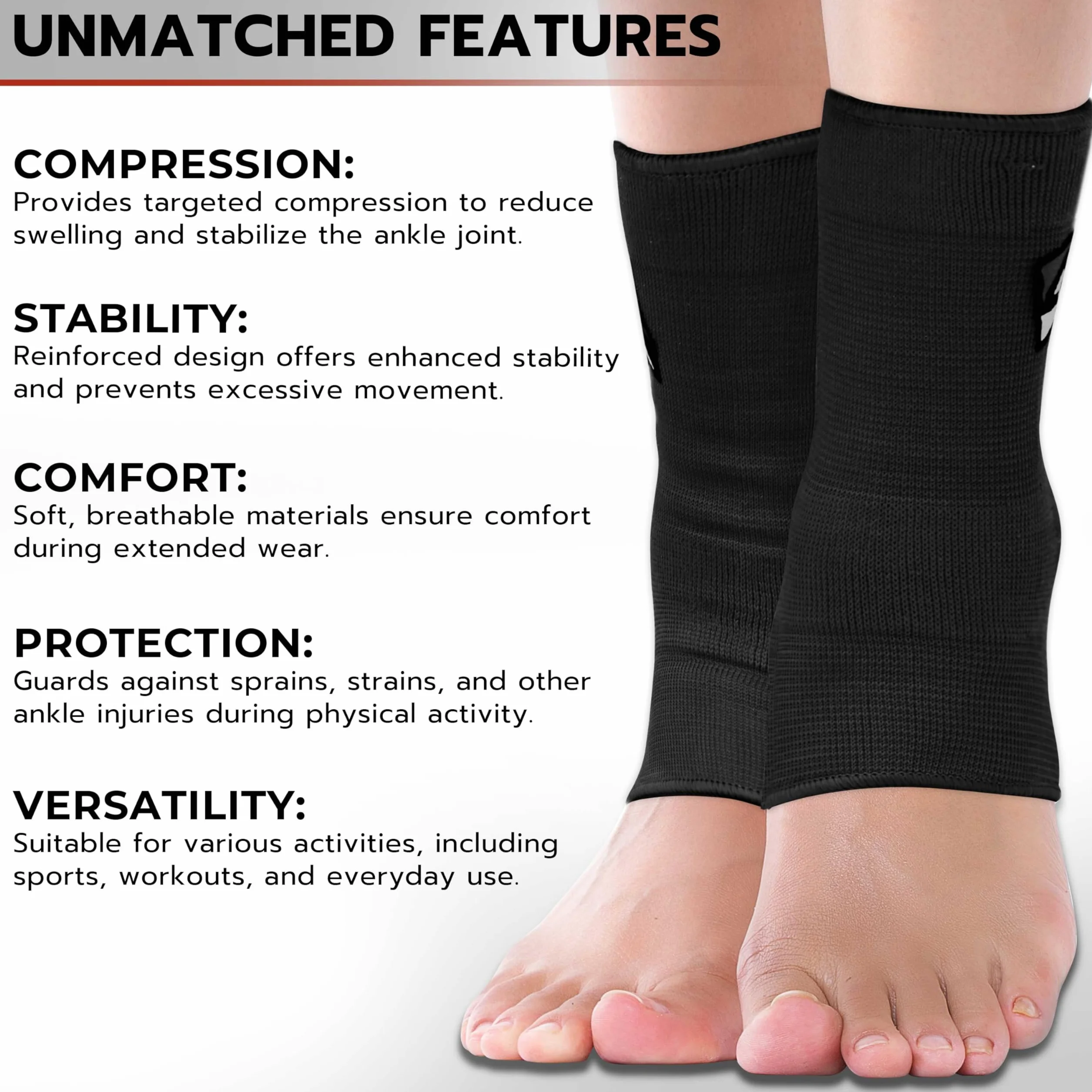 AQF Cavigliera Sportiva per Distorsione per MMA Muay Thai Protezione per Piedi Tutore Caviglia Kickboxing Elasticizzata Compressione Manica