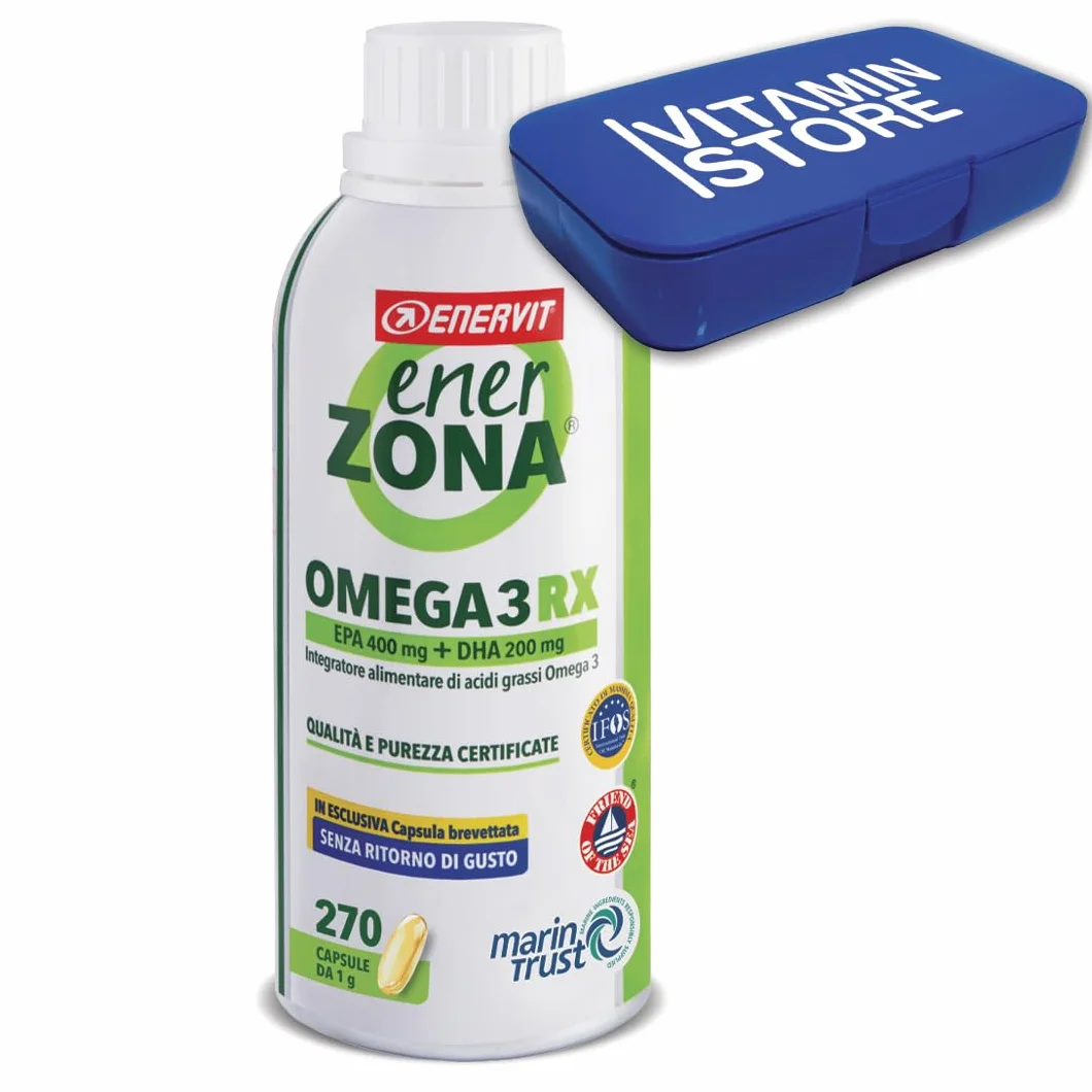 Enervit Enerzona Omega 3 RX 270 Capsule 1g Integratore Omega 3 IFOS Acidi Grassi Cuore Vista Cervello Olio di Pesce 1000mg
