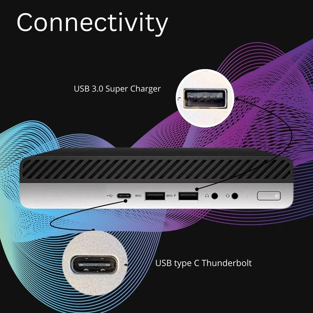 HP EliteDesk Mini PC Ricondizionato Intel Core i5-7400T 8GB RAM 256GB SSD Windows 11 Pro Office 2021