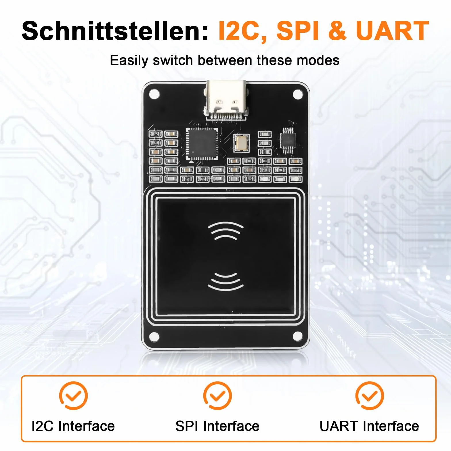 PN532 NFC Modulo RFID V2 Kit, lettore NFC per compatibilità supporta I2C SPI HSU con portata fino a 7 cm incluso shifter di livello compatibile con Arduino e Android