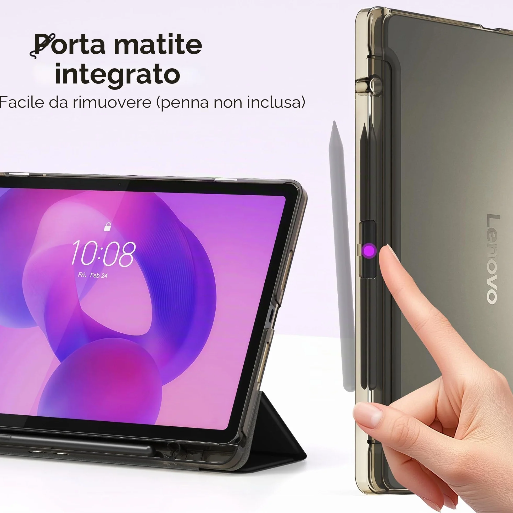 CACOE Custodia Lenovo Idea Tab 11 pollici 2025 Ultra sottile Supporto PU Nero con Pellicola Protettiva