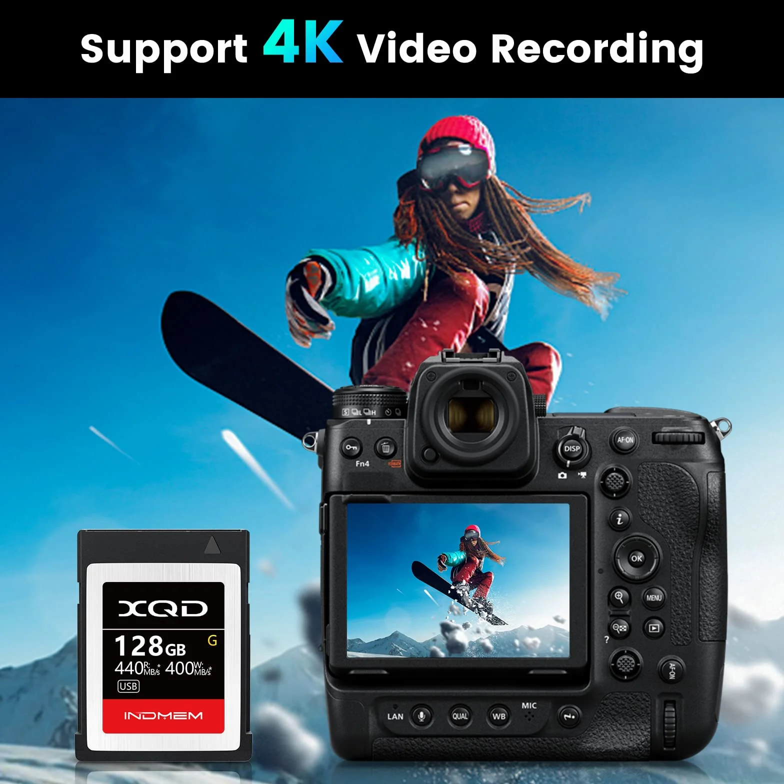 Scheda di memoria XGD da 128 GB, scheda XQD serie G per il recupero di immagini grezze, file MOV, video 4K XAVC-S | Max lettura 440 MB/s, scrittura massima 400 MB/s