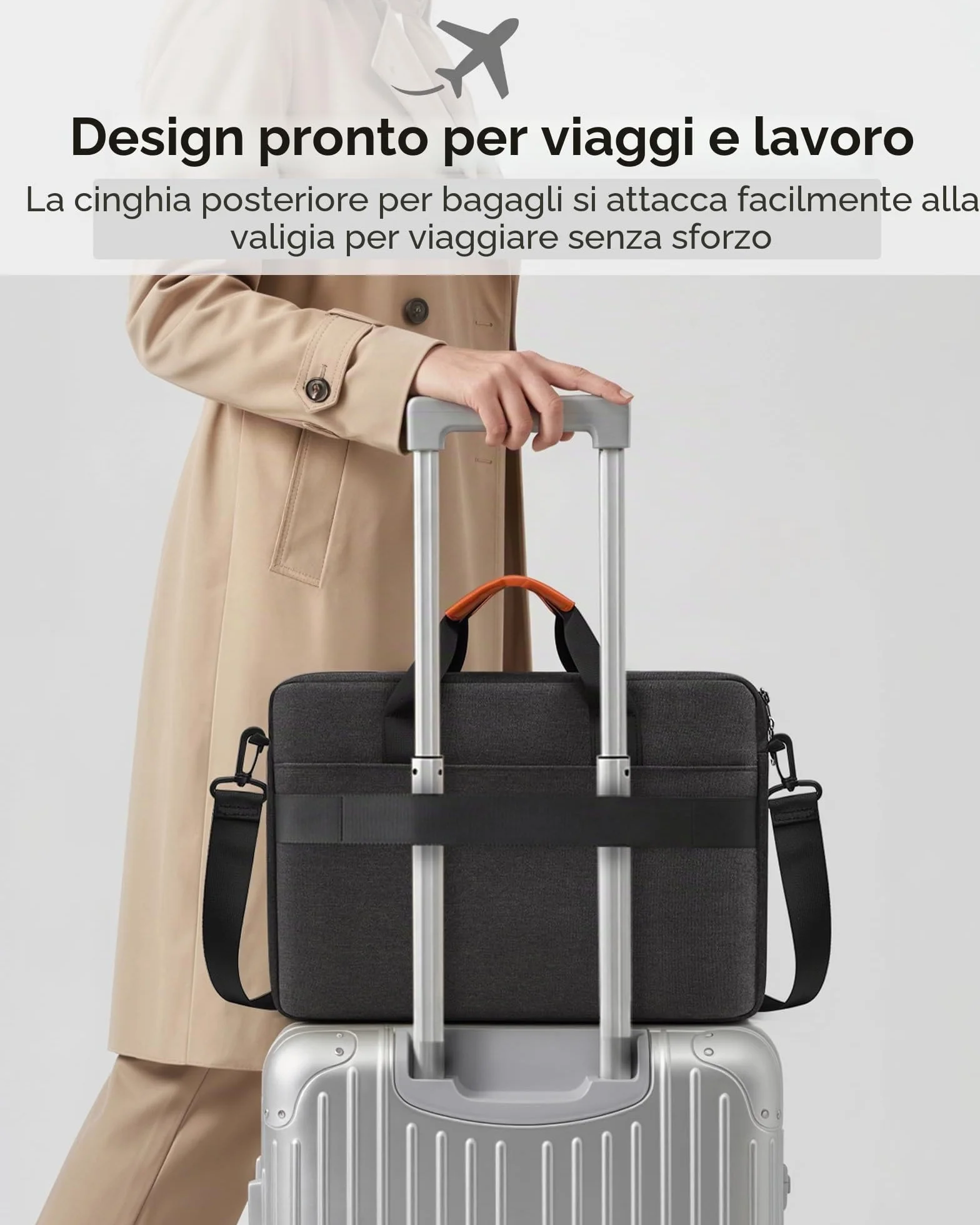 bagasin Borsa per laptop, valigetta per computer portatile compatibile da 15,6" a 17,3", borsa a tracolla estensibile, borsa messenger, borsa da trasporto per notebook e PC