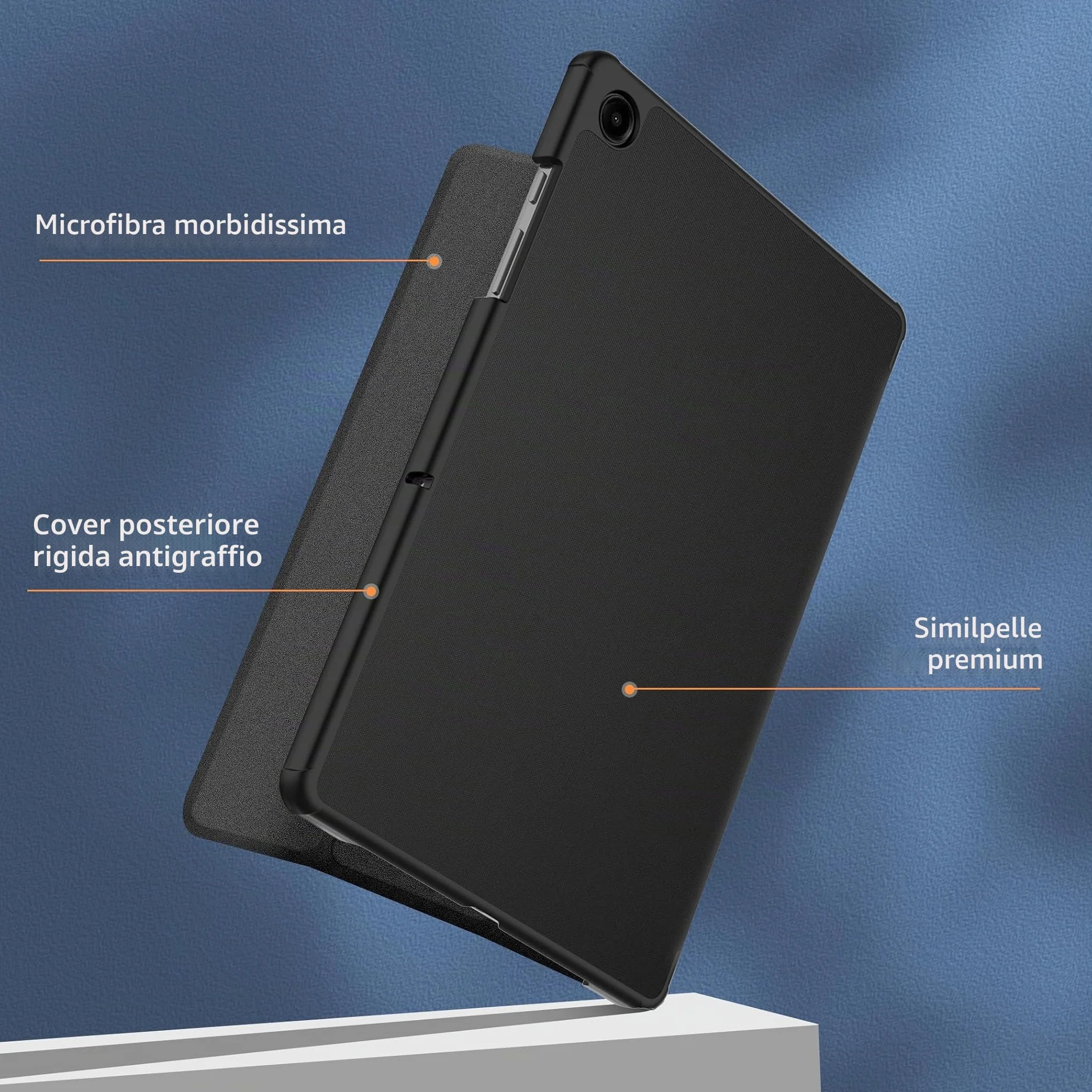 Custodia Compatibile Samsung Galaxy Tab A9+ Plus 11 Pollici 2023 SM-X210 X215 X216 Nero