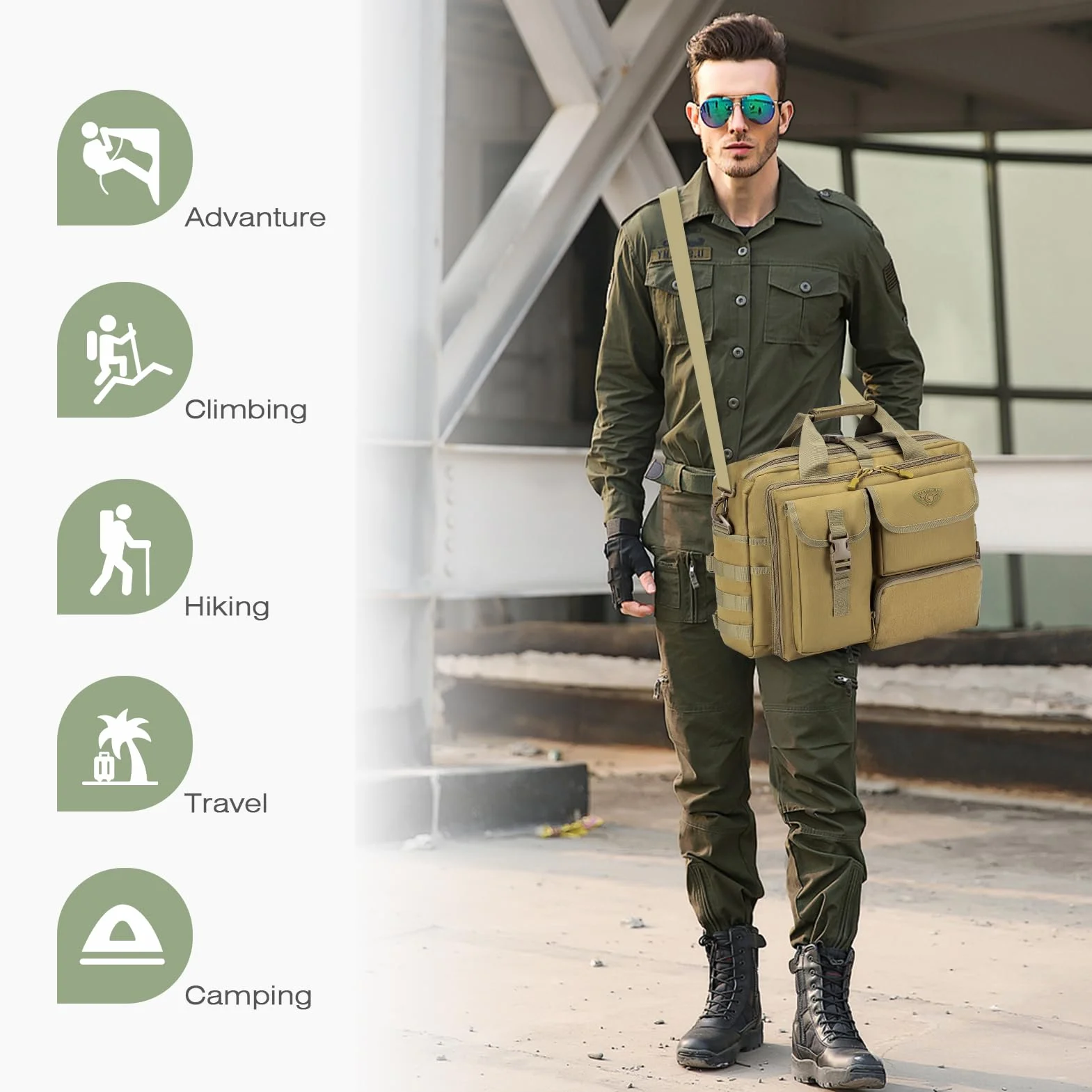 SPAHER Borsa Lavoro Uomo 24 Ore per PC 14/15.6/17" - Valigetta Tattica Ventiquattrore - Porta PC Laptop Briefcase per Ufficio