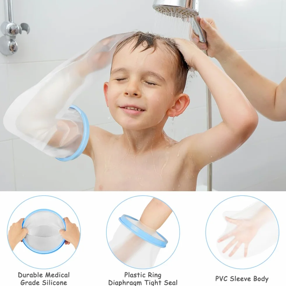 AOOWU Protezione Impermeabile Gesso Braccio Bambino, Copertura Gesso per Doccia Riutilizzabile
