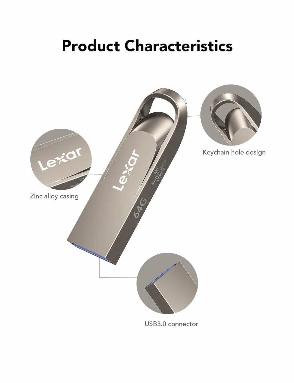 Lexar Chiavetta USB 64 GB Pen Drive USB 3.2 Gen 1 Flash Drive 100 MB/s Metallo