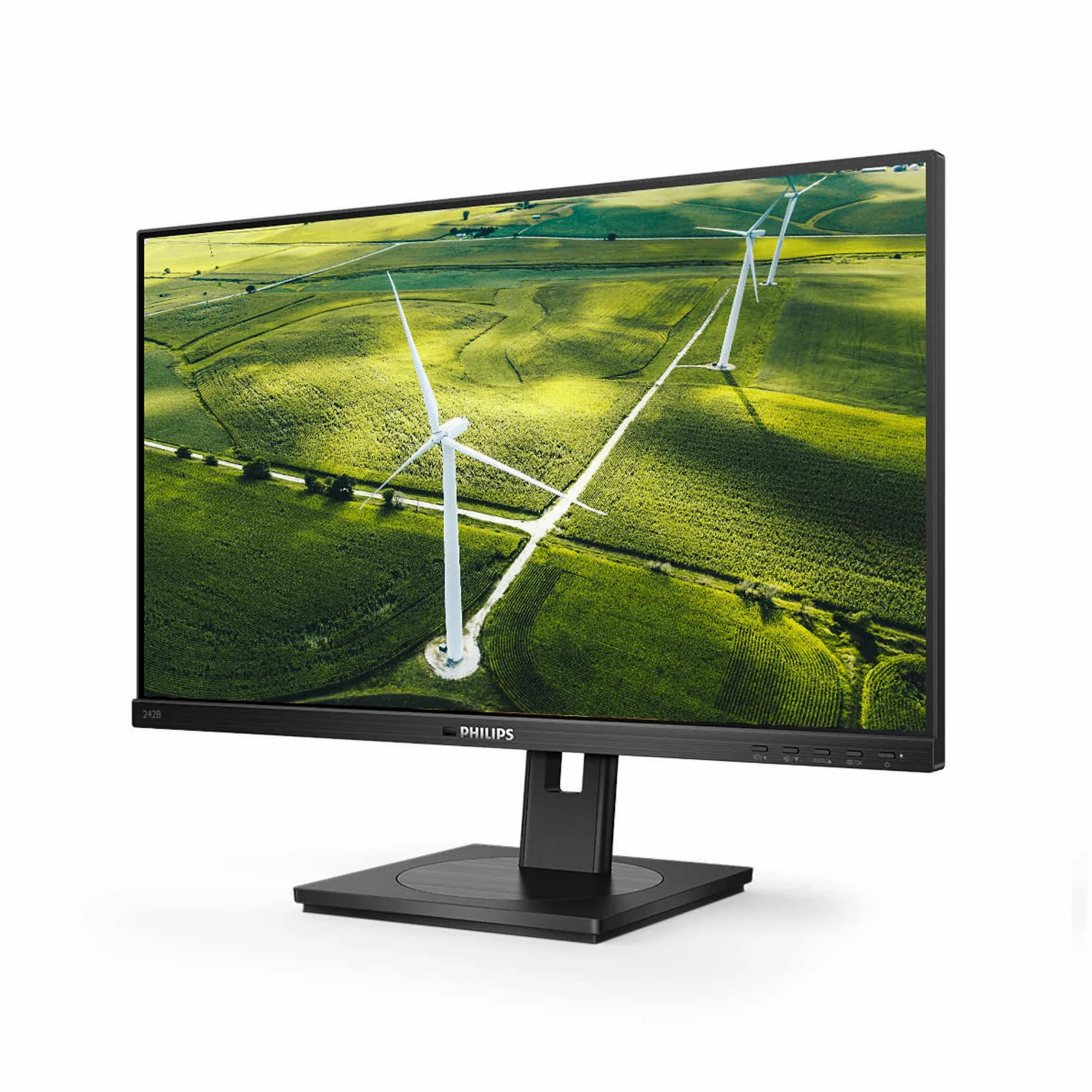 PHILIPS 242B1G - Monitor FHD da 24", 75 Hz, 4 ms, IPS, altoparlanti, hub USB, regolazione dell'altezza, monitor verde (1920 x 1080, 250 cd/m², HDMI/VGA/DP)