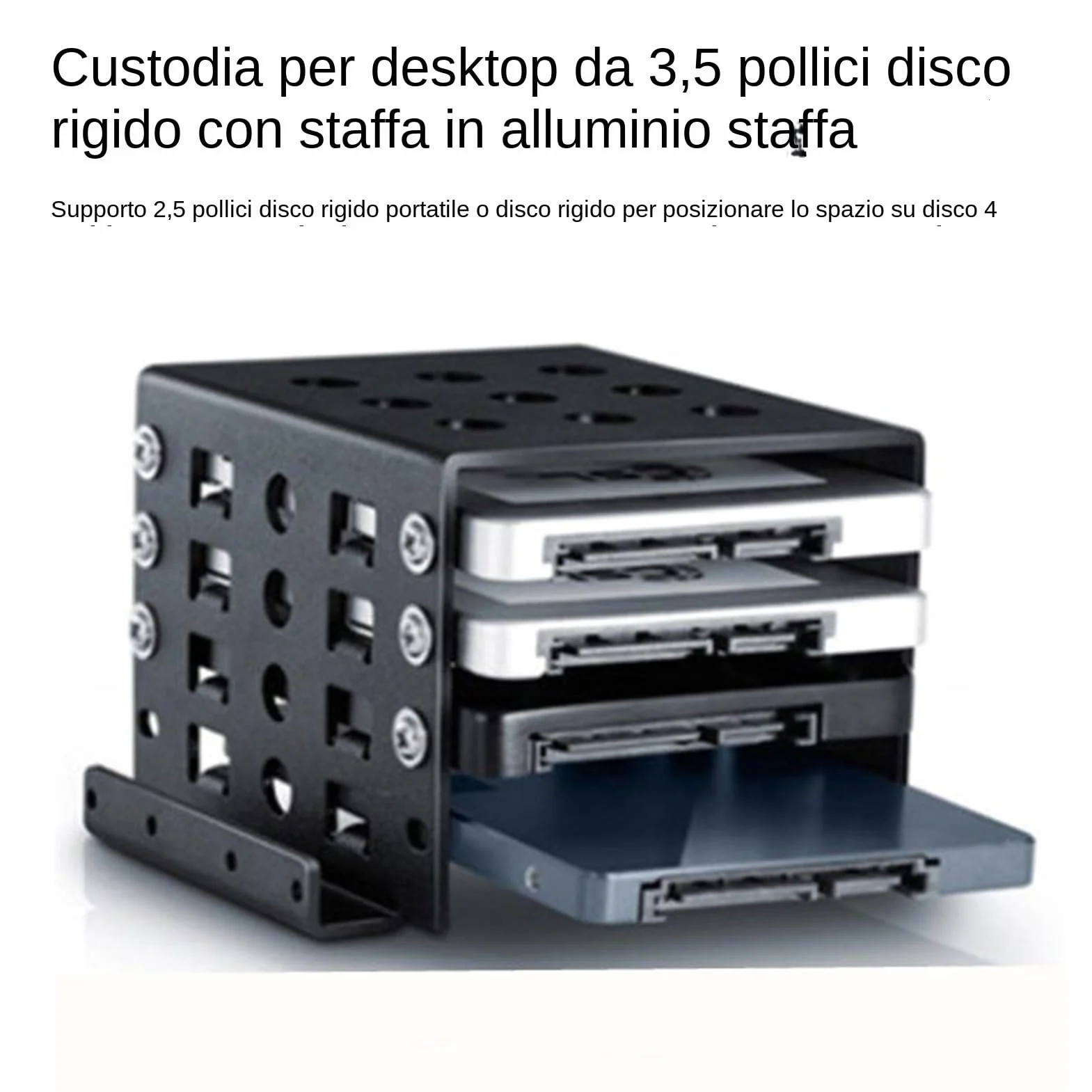 Hard Drive Cage, 2.5 to 3.5 Inch Mounting Bracket, Shockproof Docking Tray Adapter, Compact Storage Caddy for Home Expansion, Desktops, Workstations, Computer Setup Use