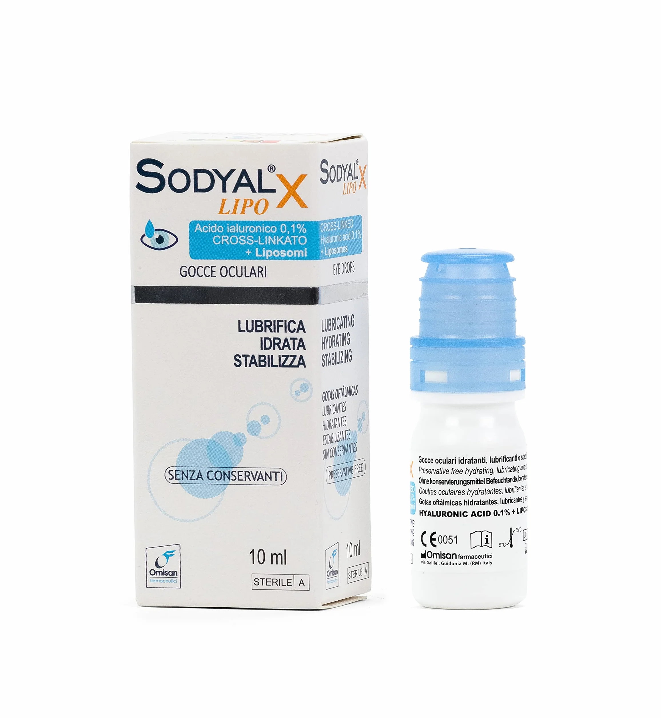 Sodyal X LIPO Gocce oculari Acido ialuronico cross-linkato Fosfolipidi senza conservanti 10 ml