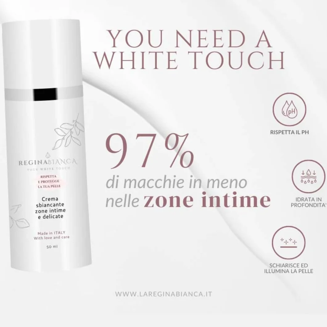 Regina Bianca Crema Schiarente Zone Intime 50ml Iperpigmentazione Inguine Ascelle Capezzoli Pelli Sensibili Made in Italy