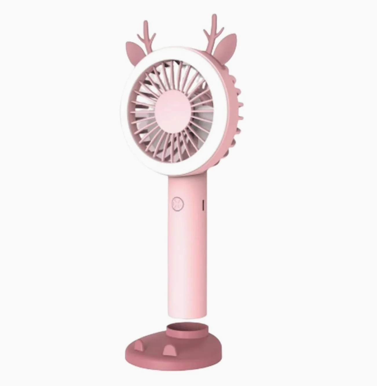 Ventilatore per Esterni Interni Ufficio Ventilatore Portatile da Scrivania con Luce Notturna Ventola di Raffreddamento USB A 3 velocità per La Casa(Pink)