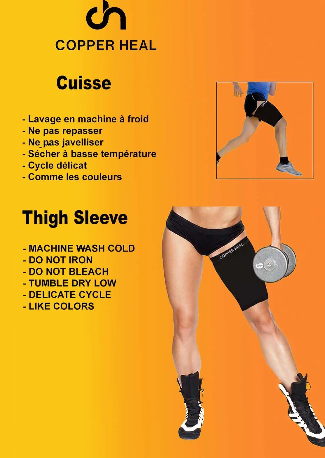 COPPER HEAL Cosciera Fascia di Recupero della Coscia Compressione Dolori Strappi Inguine Tutore Tendiniti Infortunio