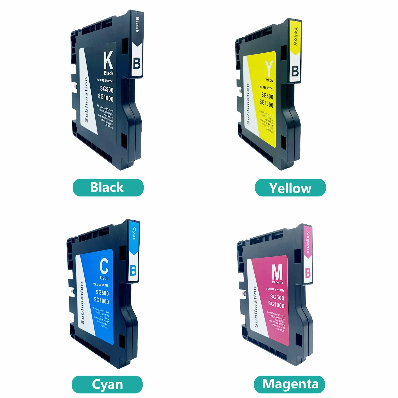 Cartucce d'inchiostro a sublimazione compatibili con stampante Sawgrass Virtuoso SG500 SG1000, 4 colori (nero, ciano, magenta, giallo) (versione A)