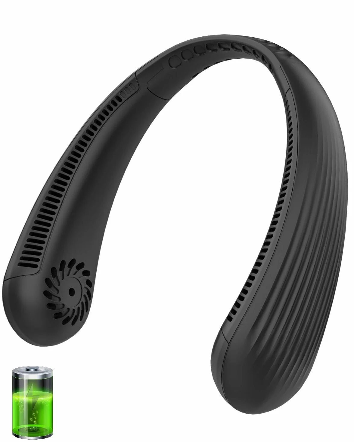 Kouric Ventilatore da Collo Portatile, Cuffie Ventilatore Silenzioso Senza Pale con 3 Velocità USB Ricaricabile, Peso 220g, Design Ergonomico e Confortevole per Ufficio e Studio Concentrazione Totale