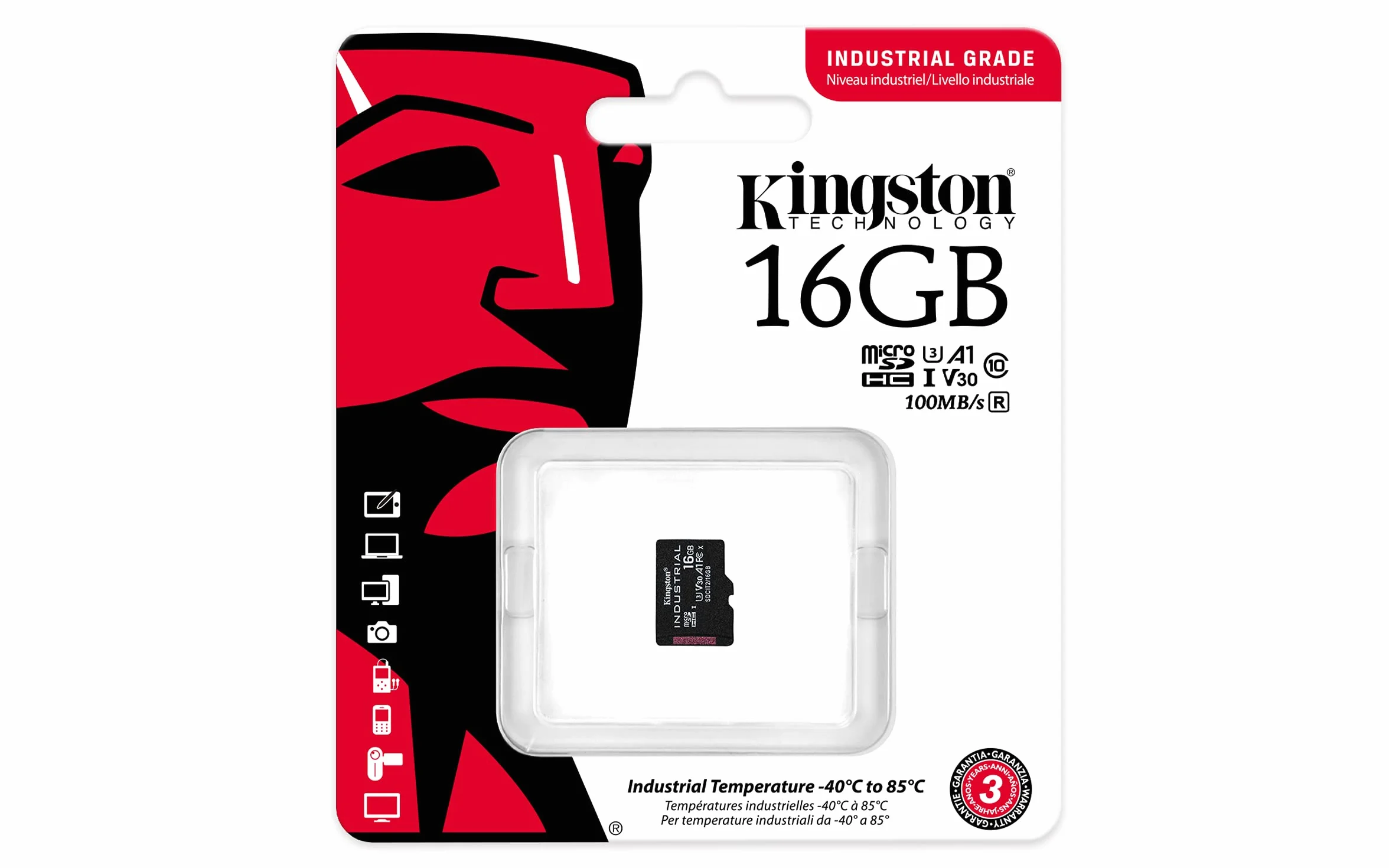 Kingston Industrial microSD -16GB microSDHC Industrial C10 A1 pSLC - Scheda singola senza adattatorer - SDCIT2/16GBSP