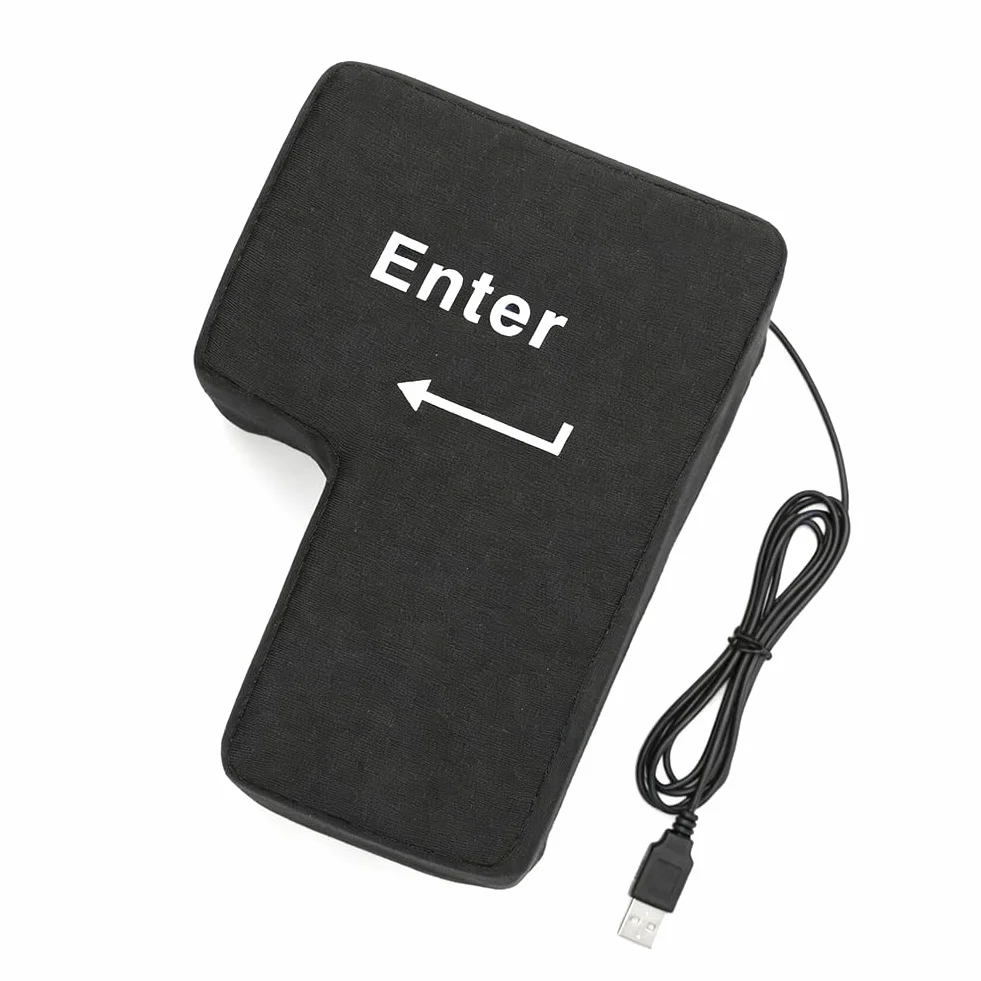 Big Enter Button Tasto Invio per colpire, cuscino per scoregge, tasto anti-stress cuscino con cavo USB per uffici, case private e viaggi d'affari
