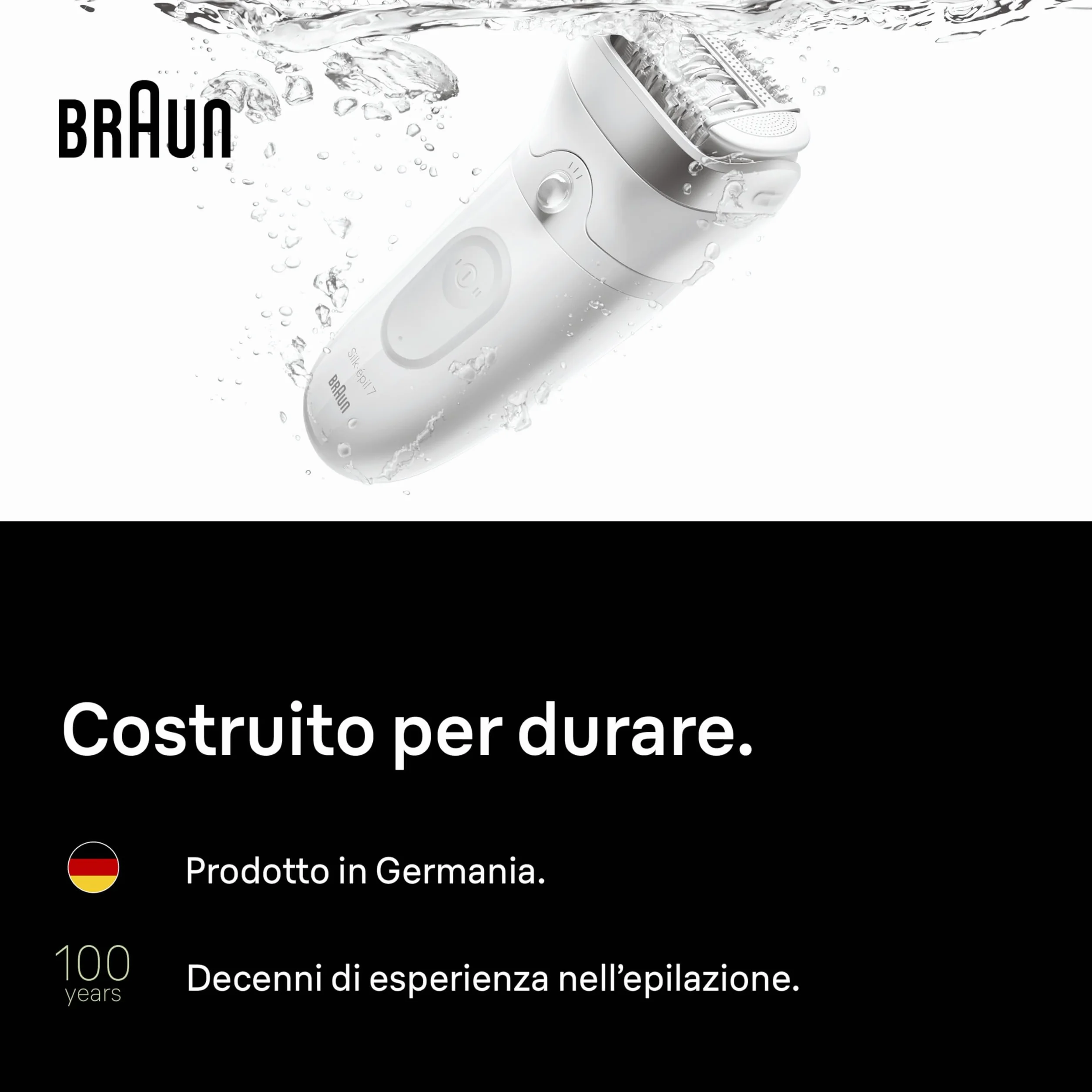Braun Silk Epil 7 Epilatore Elettrico Donna Wet&Dry Testina Ampia Rimozione Peli, Incluso Testina Radente Cappuccio Regolatore Rifinitore Bikini, Argento