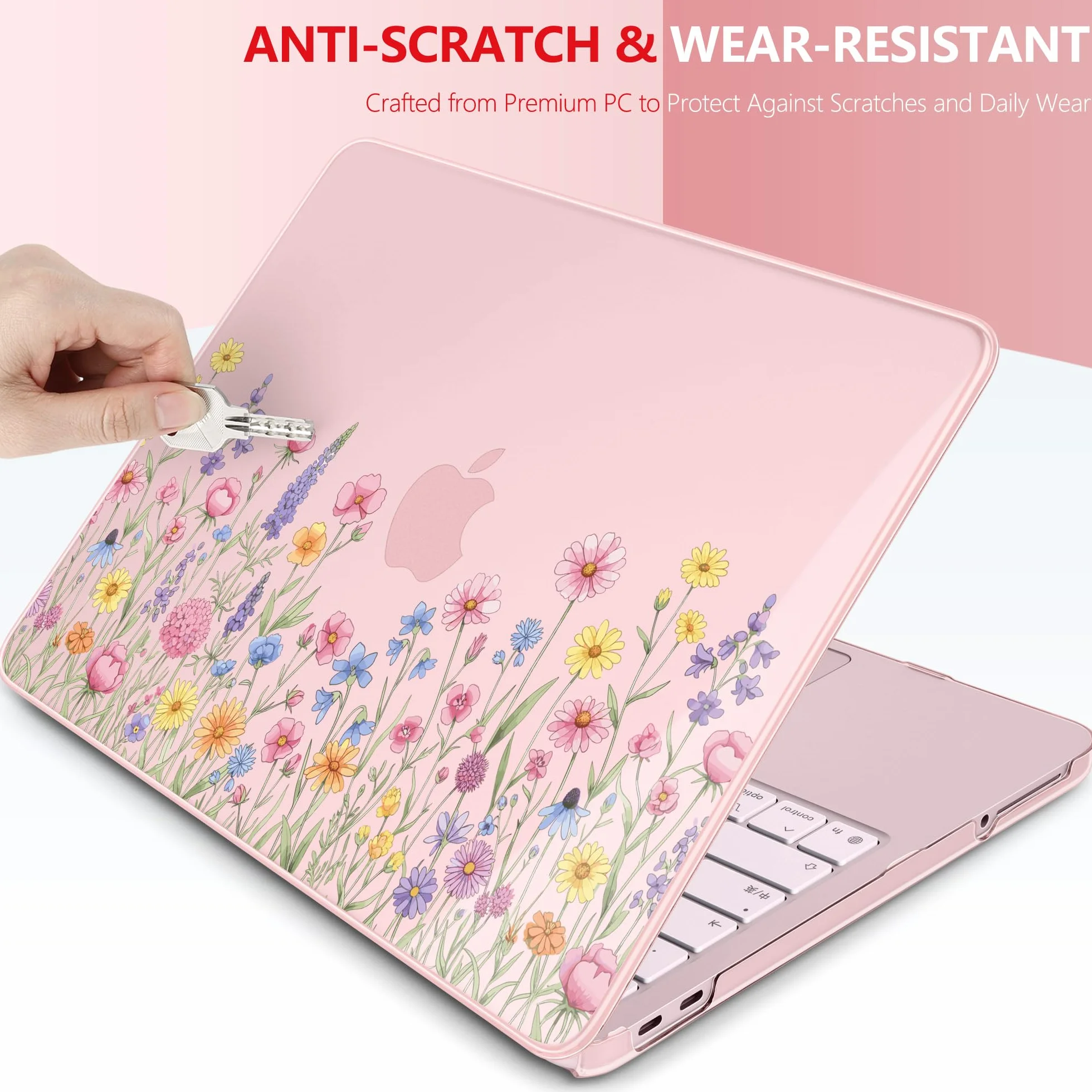 Custodia per MacBook Neo da 13 pollici modello 2026 modello A3404, motivo floreale fresco 1,2 mm, custodia rigida ultra sottile da 1,2 mm, set di accessori per laptop 6 in 1 per donne e