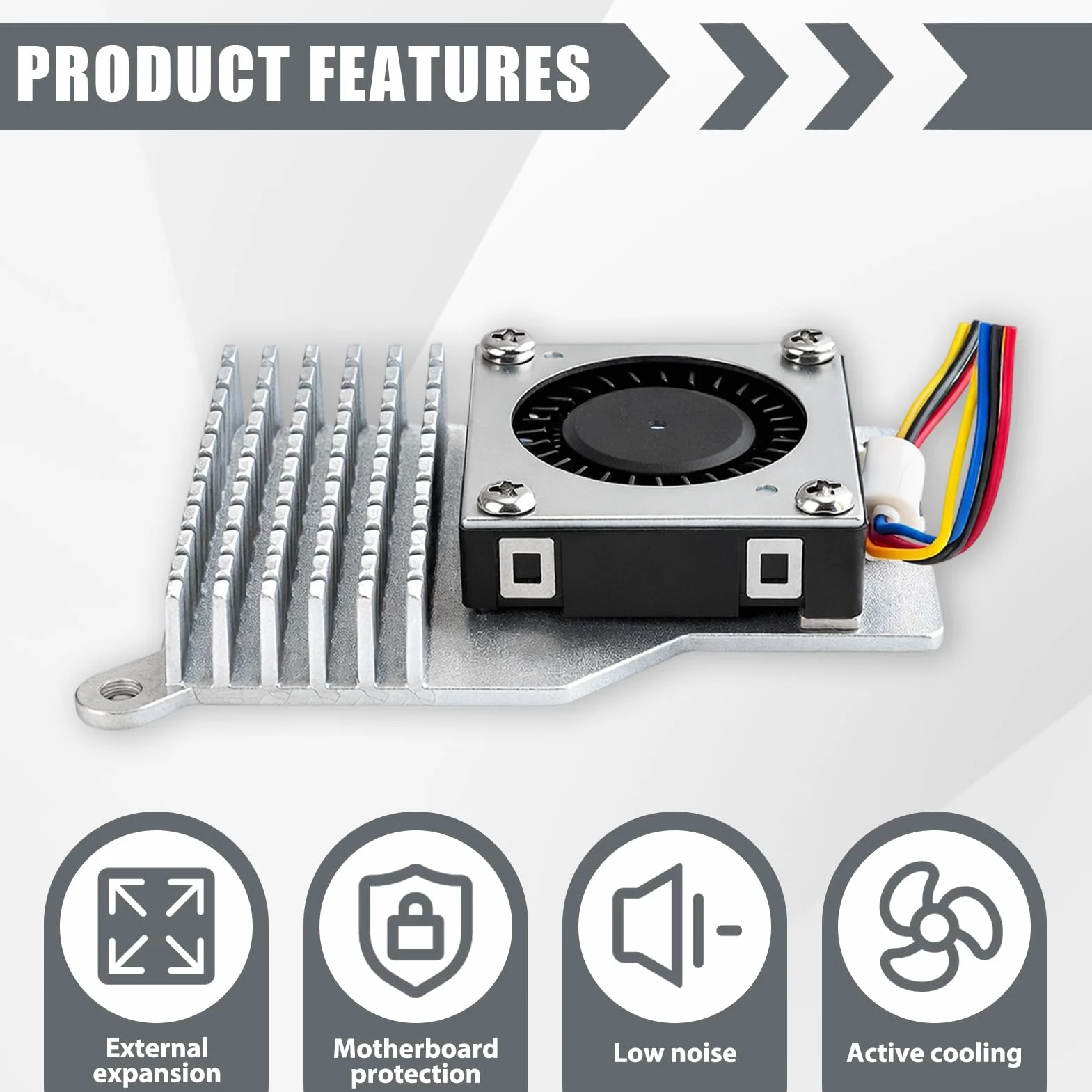 Dissipatore di calore attivo per Raspberry Pi 5, in alluminio con ventola controllata dalla temperatura, compatibile con RasPi 5 4 GB/8 GB, radiatore attivo ad alte prestazioni per dissipazione del