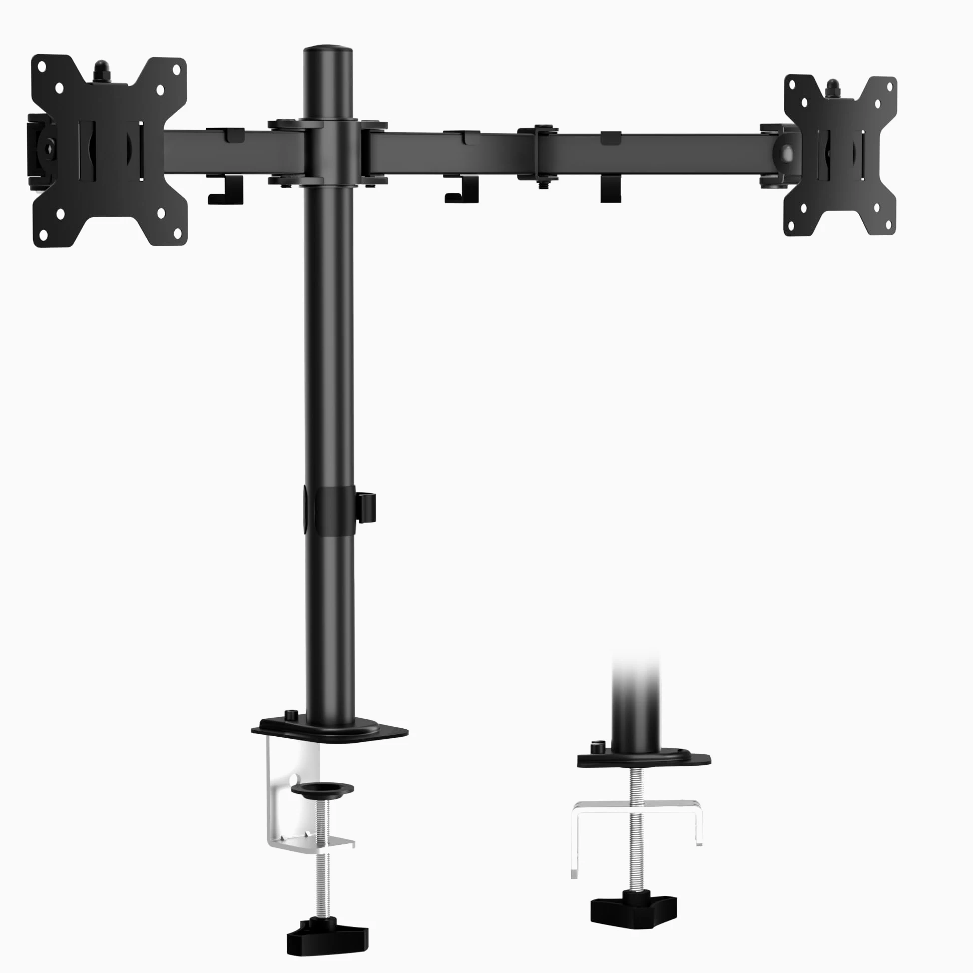 ERGOMAKER Supporto per doppio monitor per scrivanie, braccio per doppio monitor regolabile a movimento completo adatto a schermi LCD da 13" a 27".