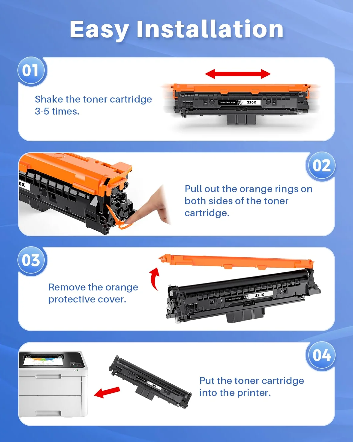 INK4U 220A Cartuccia Toner (Chip Recente) Compatibili per HP 220A 220X | Toner con Color Laserjet Pro 4202dn 4302fdn MFP 4302dw 4302fdw 4202dw 4202dn 4302fdn (W2200A W2201A W2202A W2203A)
