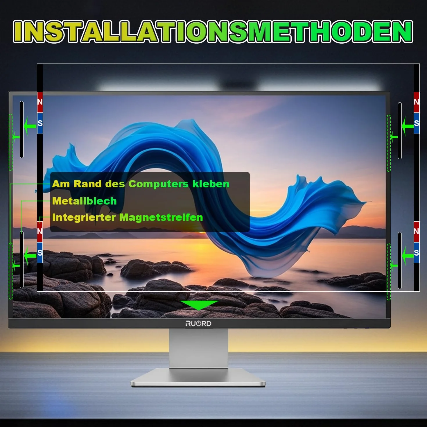 Pellicola protettiva magnetica per monitor da 27 pollici, formato 16:9, con blocco della luce blu e antiriflesso, protezione rimovibile per PC con blocco della luce blu | Pellicola protettiva