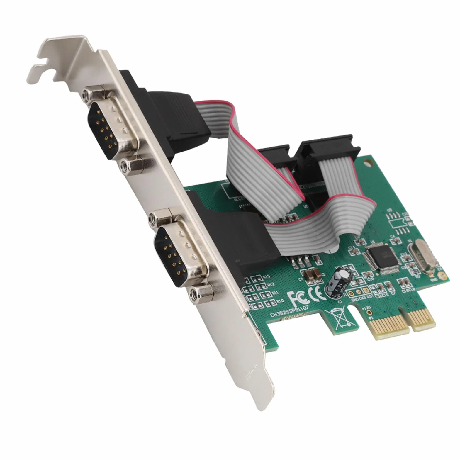 Scheda di espansione seriale a basso profilo a 2 porte, porta seriale RS-232 standard, adattatore porta COM da PCI Express a industriale DB9 RS232