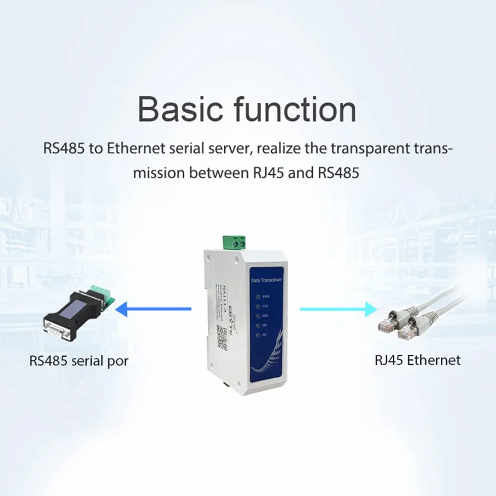 Porta seriale di stile della ferrovia RS485 al ricetrasmettitore di trasmissione dati di serie di Ethernet RJ45 NA111 standard industriale DC8~28V