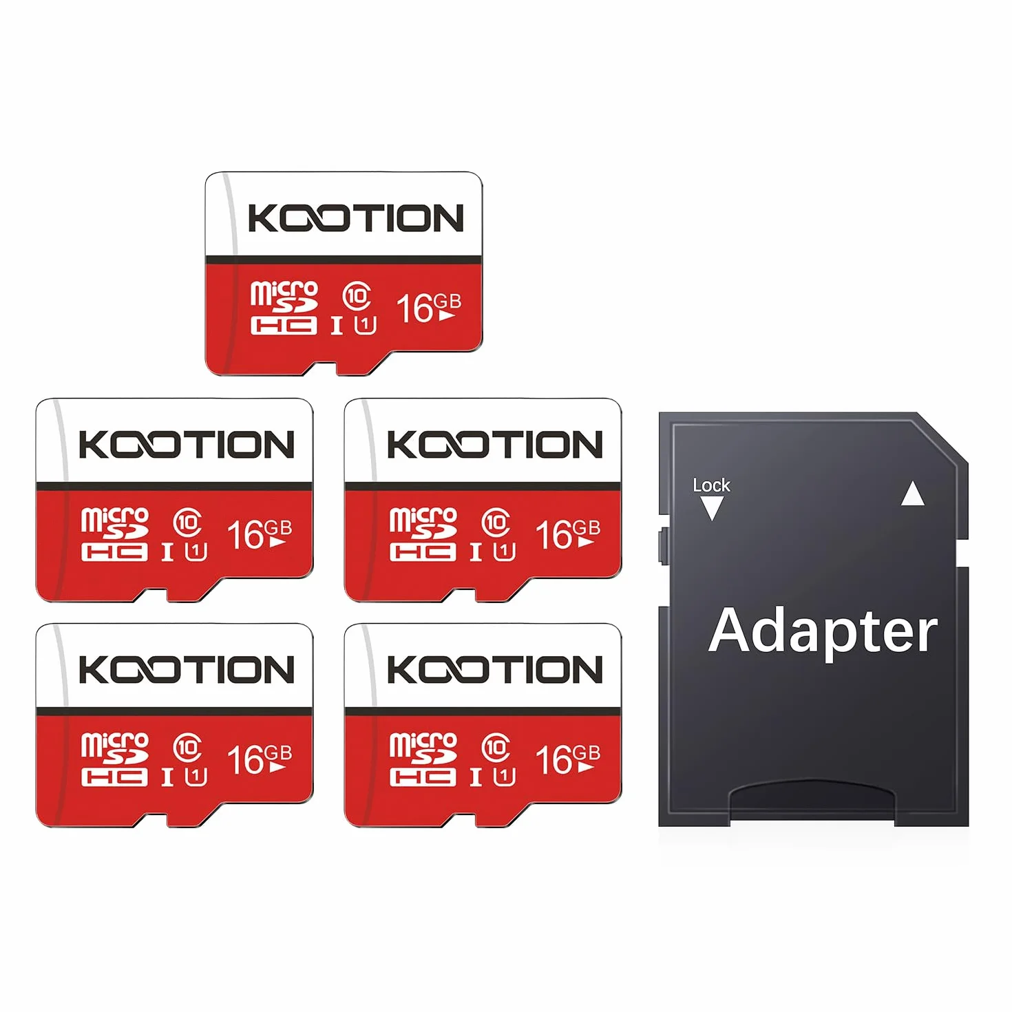 KOOTION Scheda Micro SD 16GB Classe 10 MicroSDHC A1 U1 Alta Velocità Lettura 100 MB/s