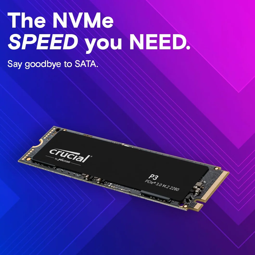 Crucial P3 500GB M.2 PCIe Gen3 NVMe SSD interno - Fino a 3500MB/s - CT500P3SSD8