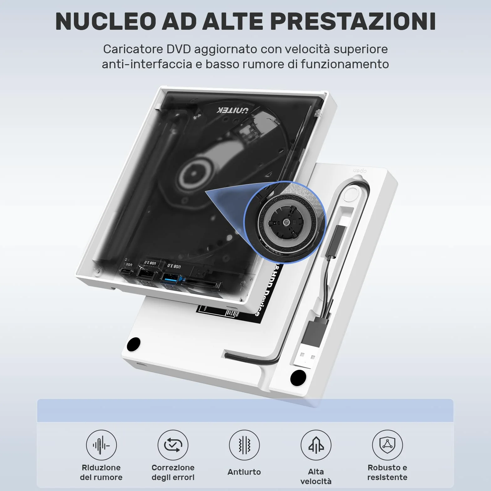 UNITEK Masterizzatore esterno USB 3.0&Type C Unità CD/DVD esterna -/+RW con slot per scheda SD per PC Laptop, Desktop, Portatile, Macbook Pro/Air per Windows 11/10/8.1/7/XP/Vista/Linux/MacOS