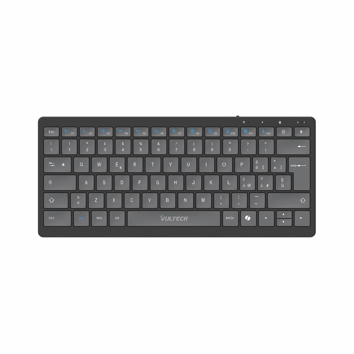Tastiera Wireless Bluetooth Ricaricabile KEY-601WBT Layout Italiano QWERTY Ultraslim 80h Tasti Silenziosi