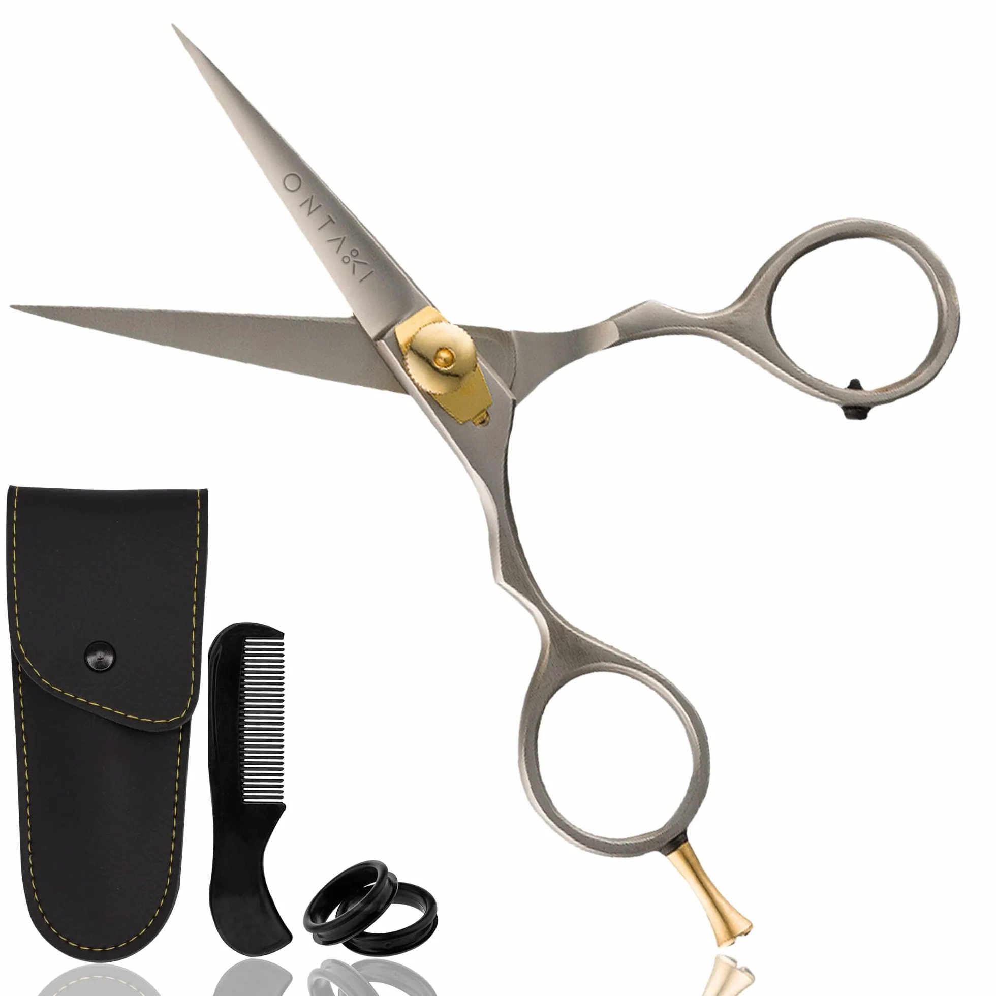 Forbici giapponesi Ontaki per barba e capelli - Lame convesse di precisione - Argento