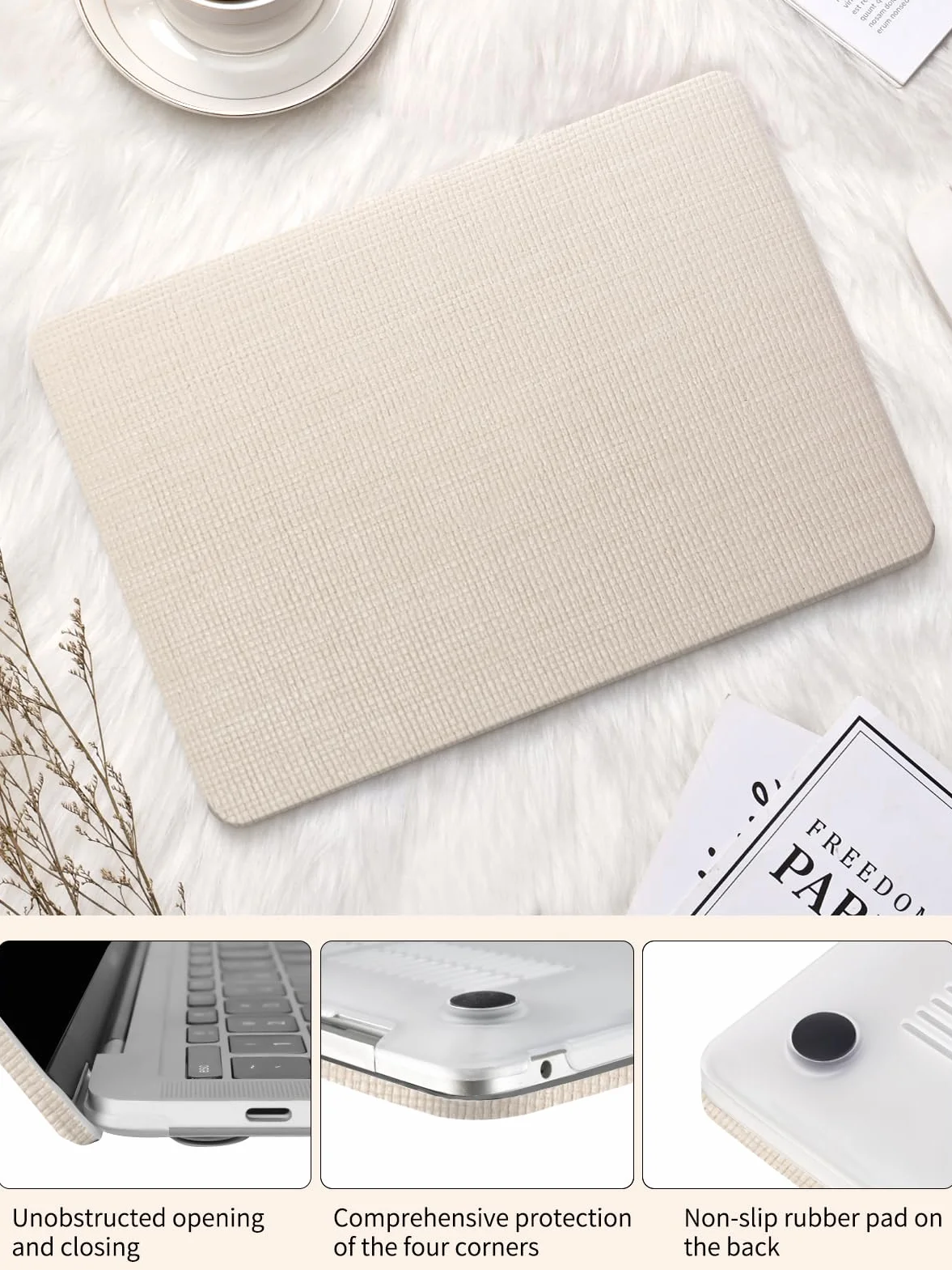 Custodia Compatibile con MacBook Air 13 Pollici 2022 2021 2020-2018 M1 A1932 A2179 M1 A2337 Touch ID Treccia Cover Plastica Rigid Protettivo Case e Copritastiera(Marrone Chiaro)