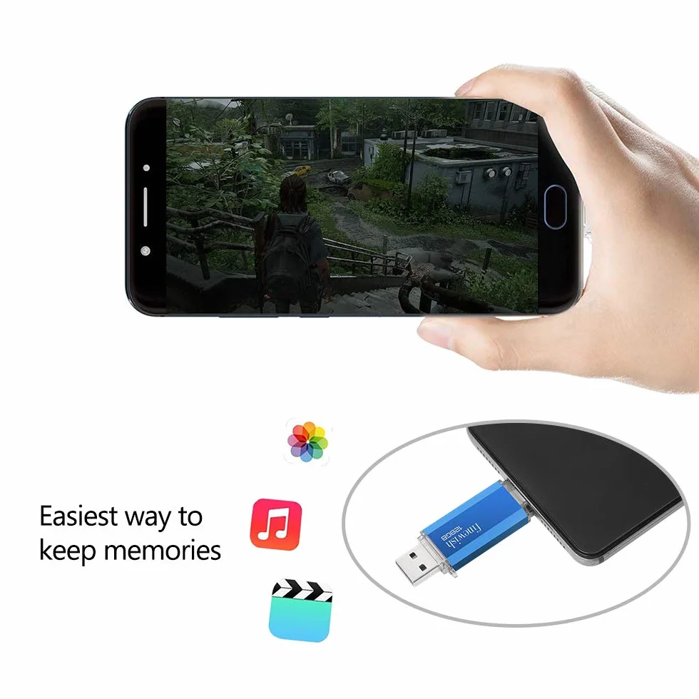 Chiavetta USB Type C 128 GB 2 in 1 OTG Pen Drive per PC MacBook Tablet Smartphone Huawei Samsung Xiaomi Blu