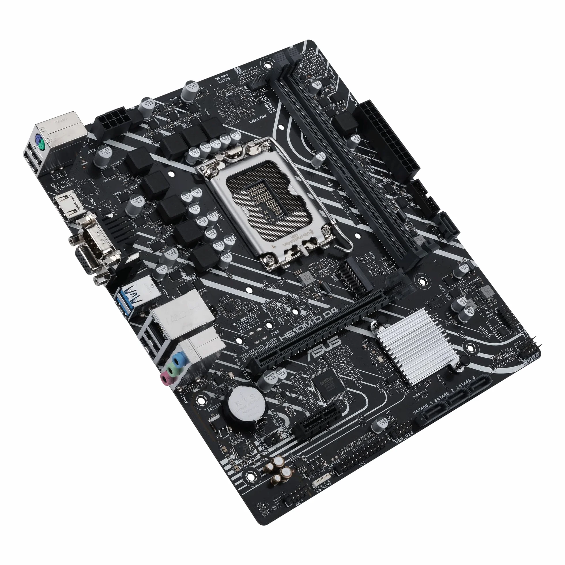ASUS PRIME H610M-D D4 Scheda Madre mATX, Intel H610, LGA1700, DDR4, PCI 4.0, Realtek 1Gb Ethernet, Realtek 7.1 Surround, 1xM.2, 4xSATA 6GB/s, USB 3.2 Gen 1, Armoury Crate, Nero