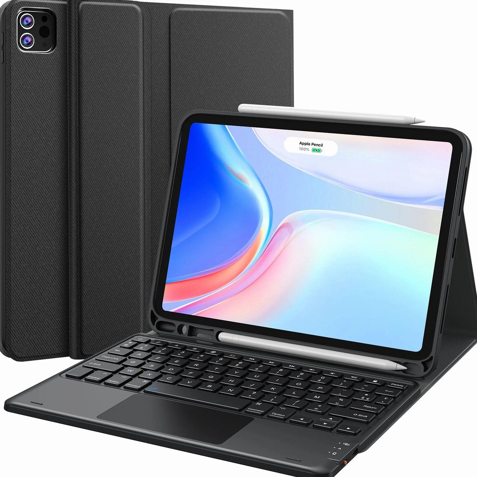 CHESONA Tastiera per iPad Air 11 M3 2025/M2 2024&Pro 11 (4/3/2/1 Generazione) con Touchpad, Staccabile Tastiera per iPad Air 5 /Air 4 Gen. 10.9”, 2 Canali BT, Italiano ‎QWERTY, Nero