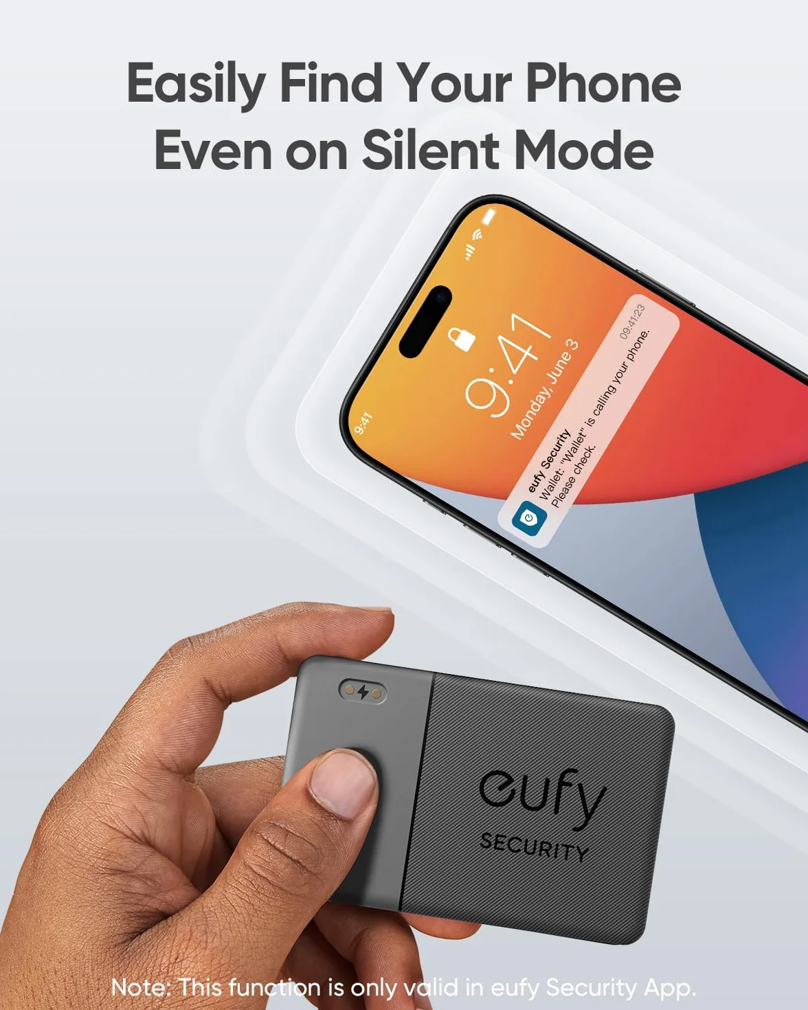 eufy Security SmartTrack Card E30, ricaricabile, compatibile con Apple Find My (solo iOS), localizzatore Bluetooth, perfetto per portafoglio, passaporto e laptop, resistente all’acqua