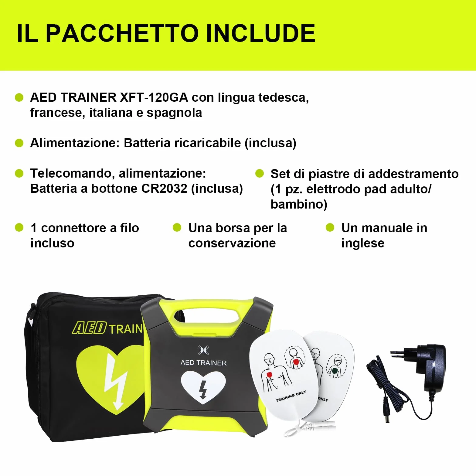 DEA XFT 120GA AED Trainer Defibrillatore Simulatore Formativo 8 Scenari Attrezzatura Allenamento Primo Soccorso