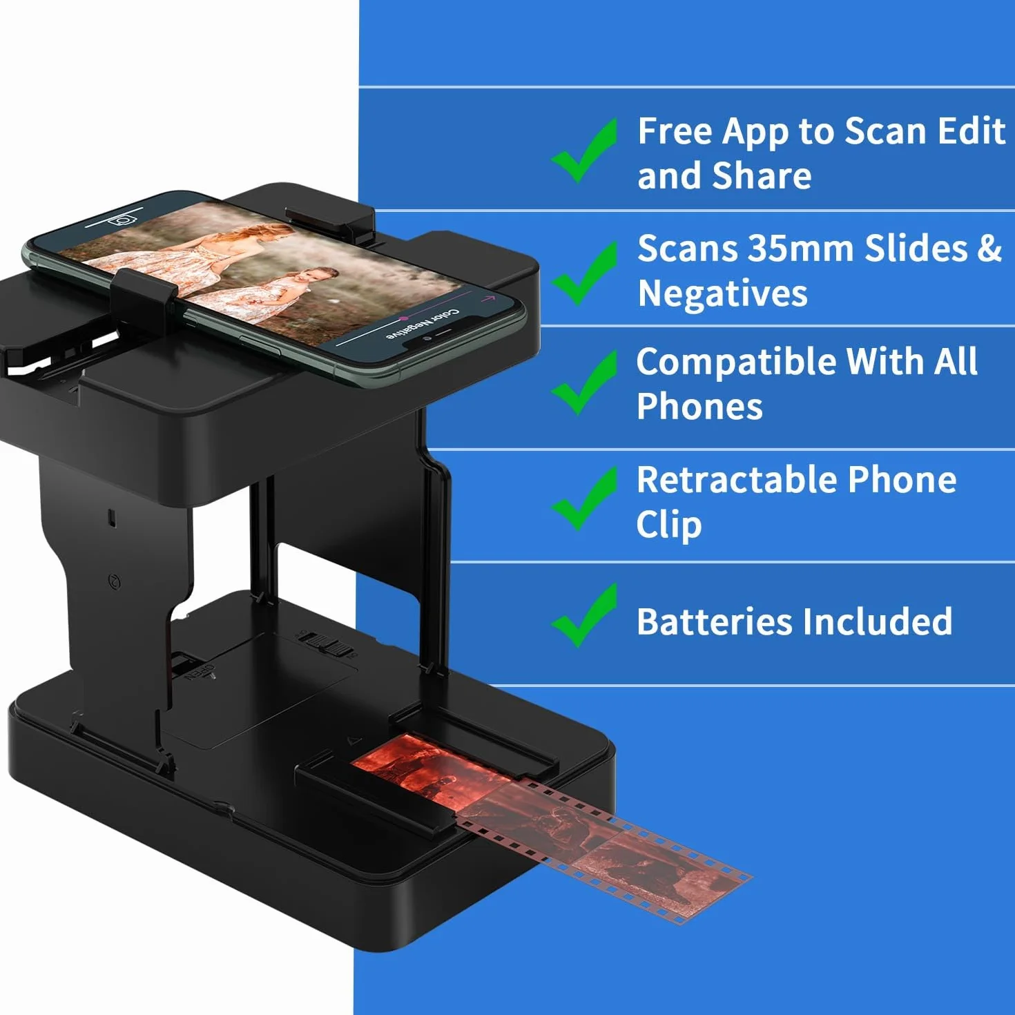 Scanner per Pellicole 35 mm Portatile per Diapositive e Negativi Digitalizzare