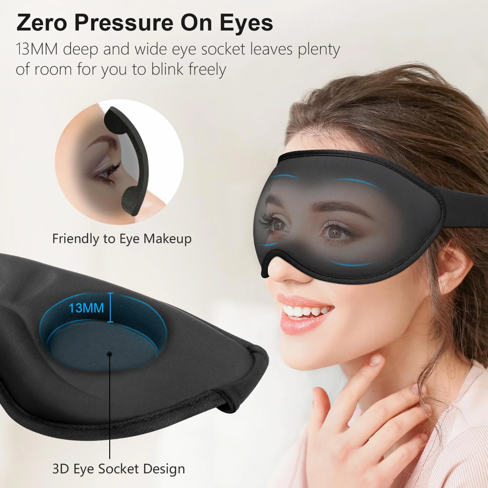 Gritin Mascherina per Dormire 3D Pressione Oculare Zero Bloccare Luce Morbida