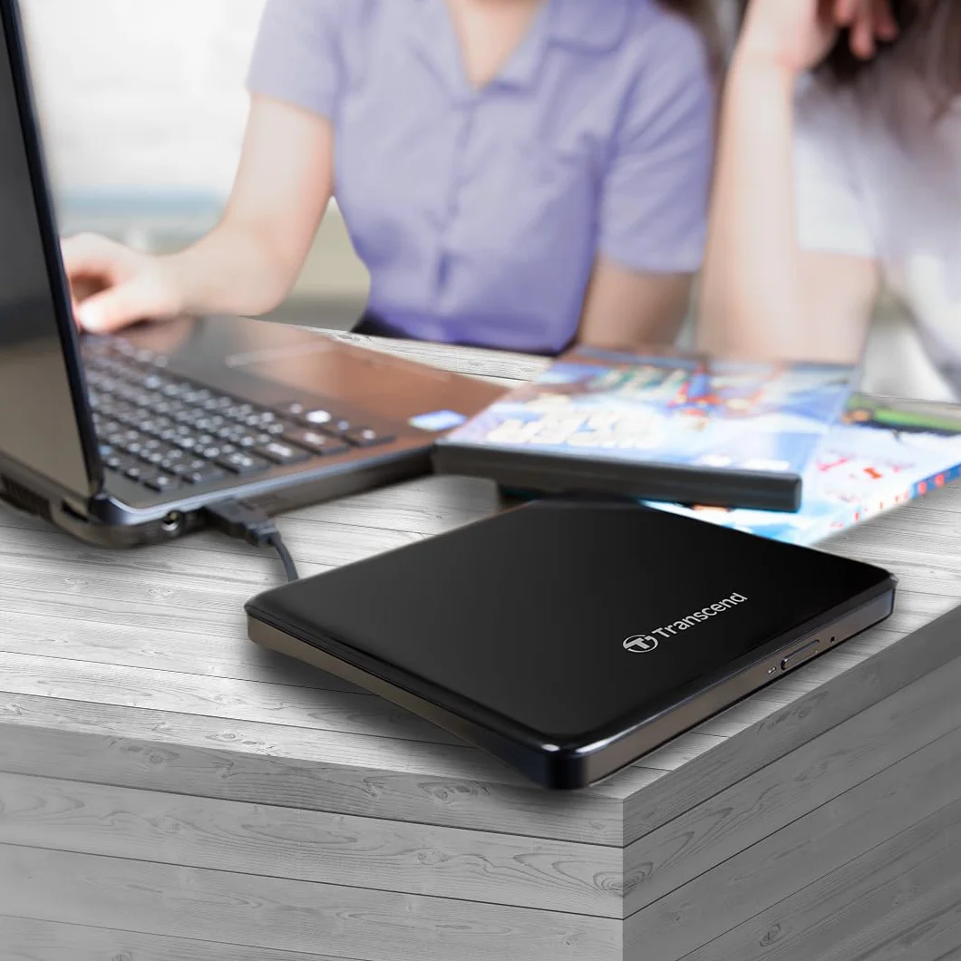 Transcend Masterizzatore e Lettore Dvd Esterno Portatile Ultrasottile | Usb 2.0, Nero | TS8XDVDS-K