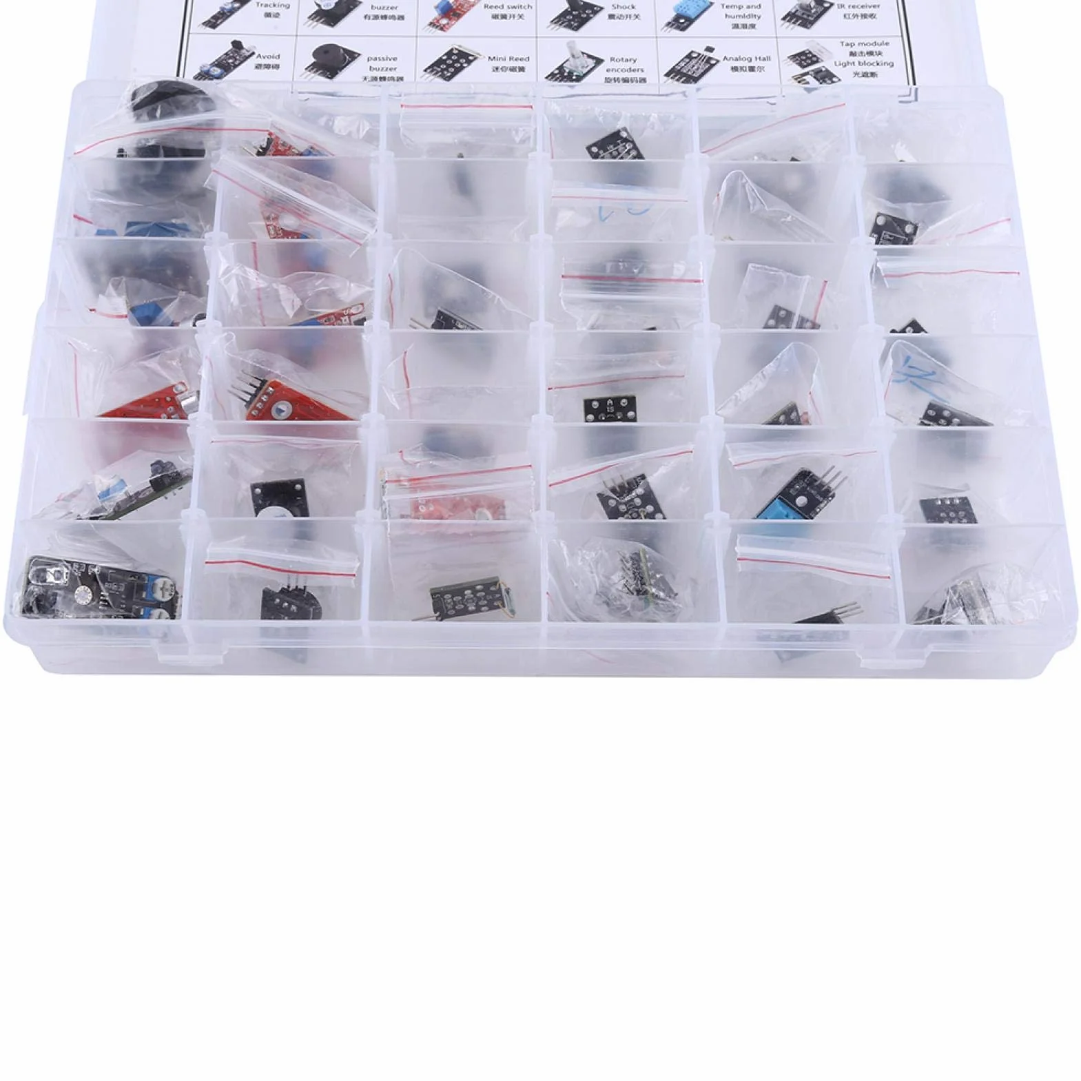 Compatibile per kit sensore Arduino Raspberry pi, kit di moduli sensore Ultimate 37 in 1 per utente MCU Education con scatola